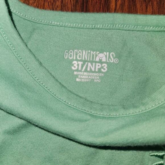 6 for $25🎃 Garanimals Green Flutter Sleeve Top W/ Embroidery Eyelet Details 3T - Picture 3 of 5